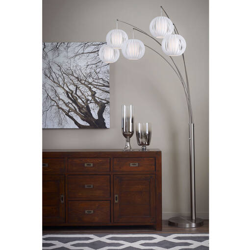 Lantern 5 Floor Lamp White Nickel