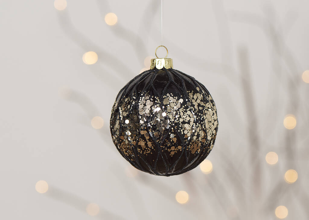 Rowena Glitter Ball Orn Black