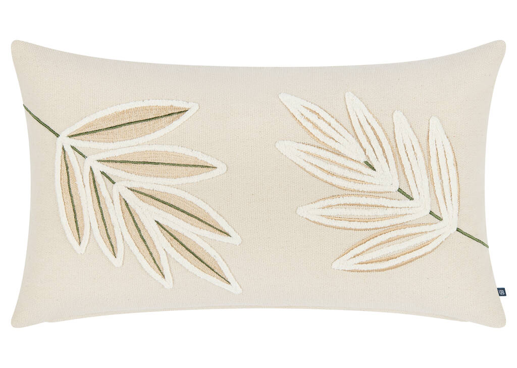 Cambria Cotton Leaf Pillow 14x24 Ivory