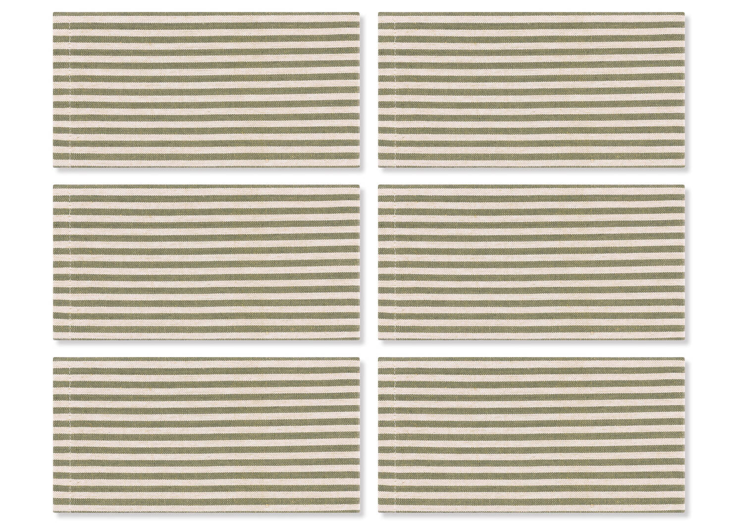 Ens. 6 serviettes rayé Audley vert/beige