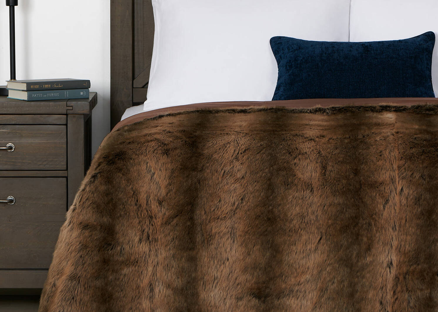 Fauna Faux Fur Bedspread King Sable Urban Barn