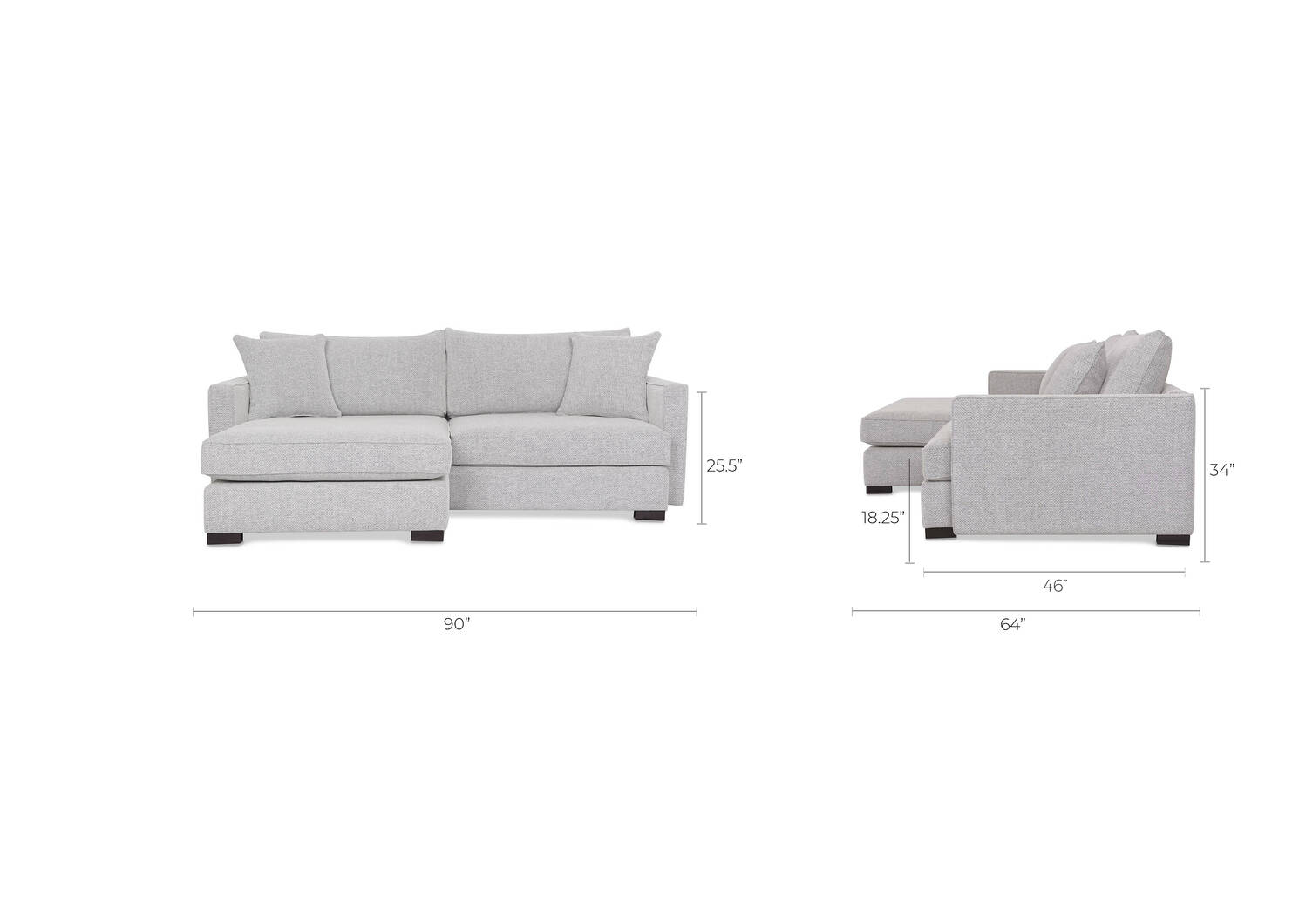 Sibley Sofa Chaise -Willow Static