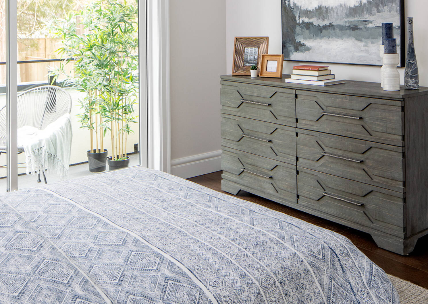 Kieran Duvet Set Queen Blue/White