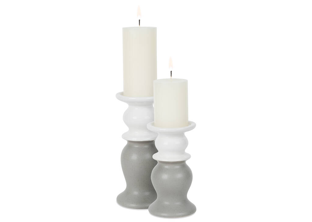 Abbott Candle Holders - White/Steel