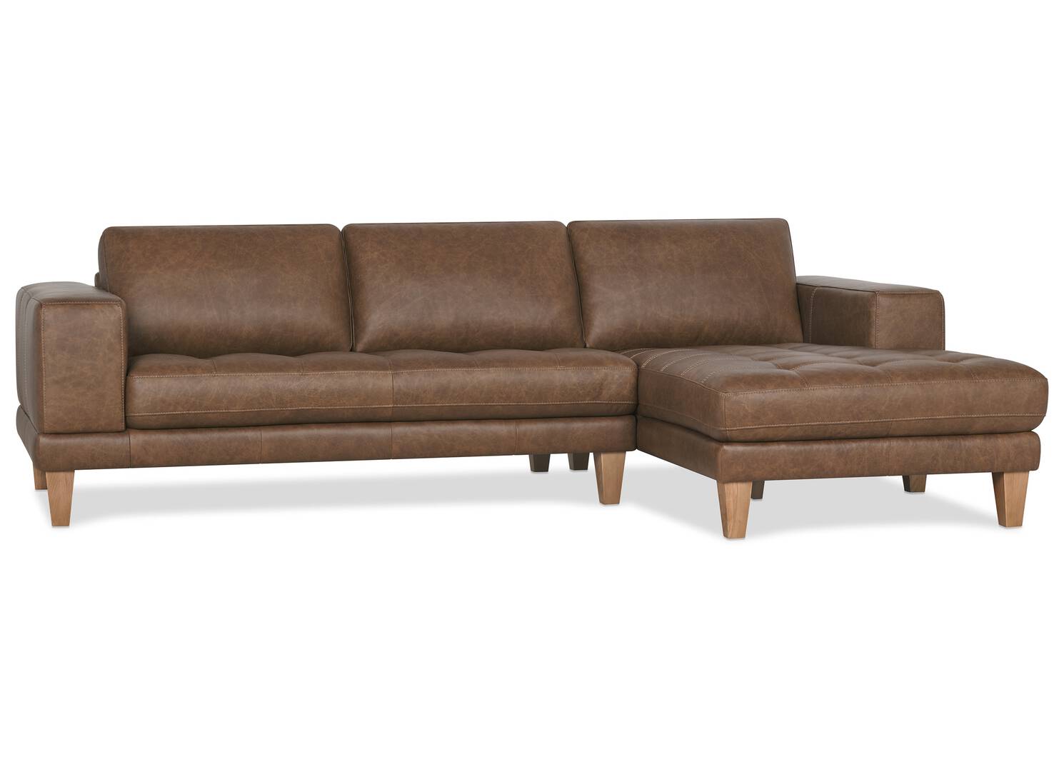 Carson Leather Sofa Chaise RCF -Wes Rum