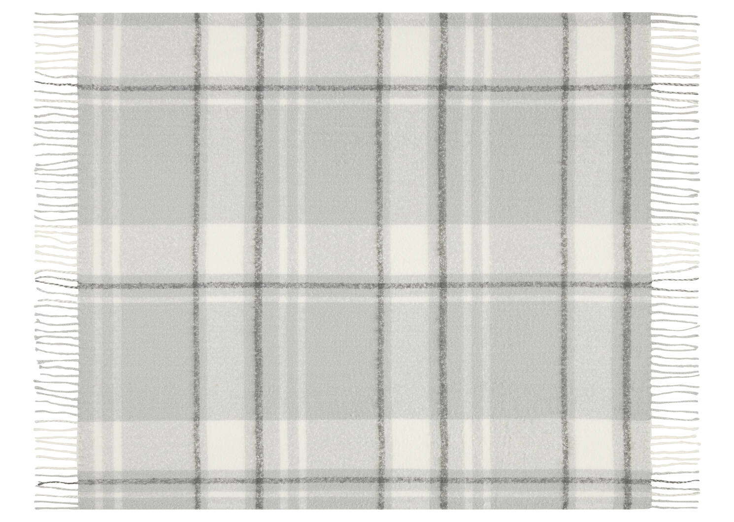 Aaron Plaid Throw Lt Grey/Ivory/Dk Gr