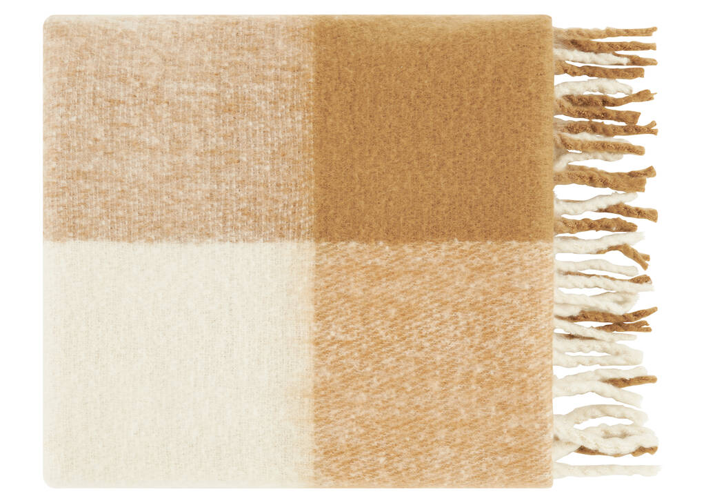 Kennedy Plaid Throw Natural/Camel