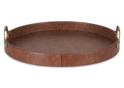 Tenly Round Tray Cognac