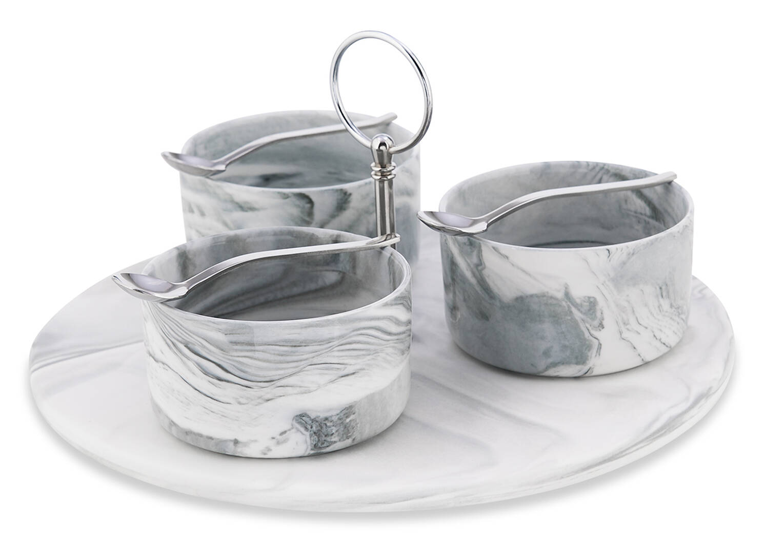 Carrara 7pc Tapas Set w/ Rd Tray Nickel