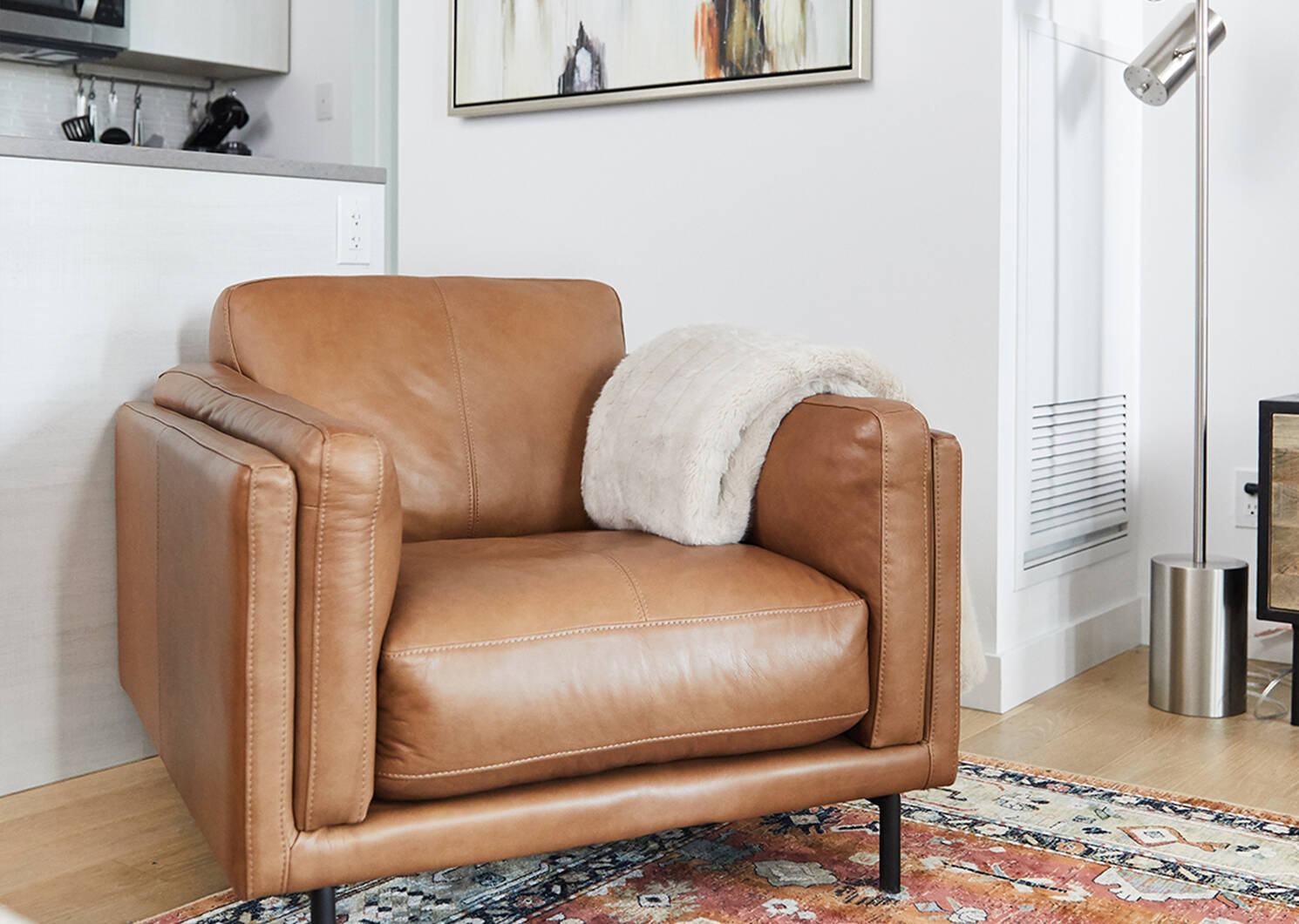 Fauteuil cuir Renfrew -Adler brun clair