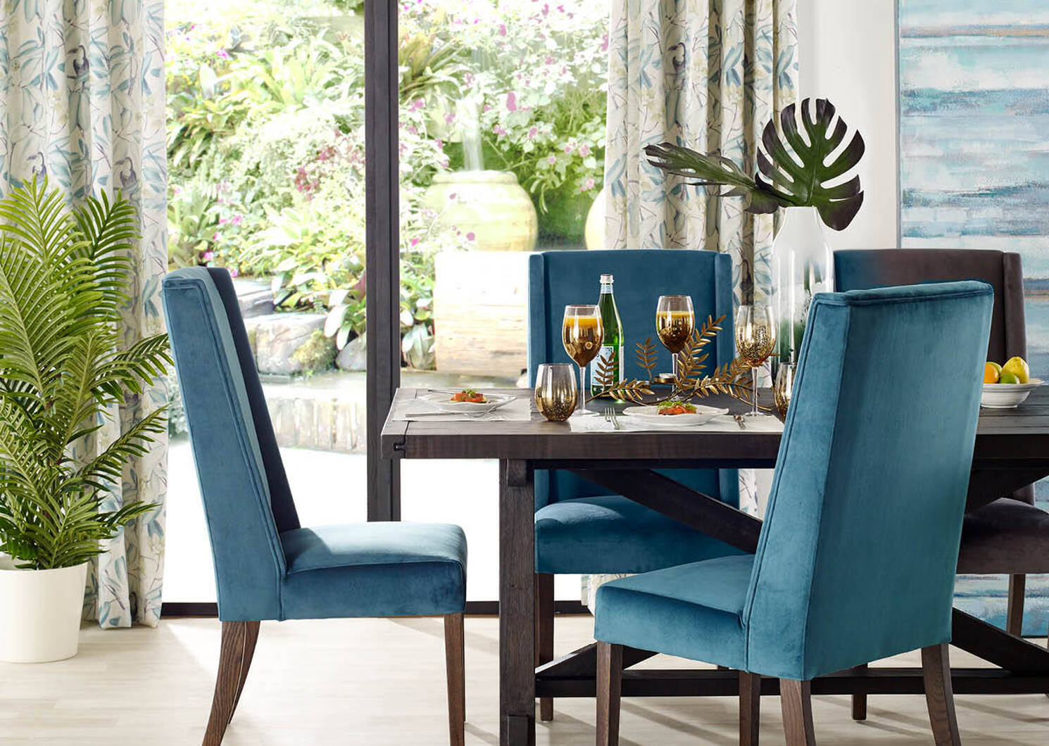 teal dining room chairs