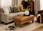 Carson Leather Ottoman -Zen Stone