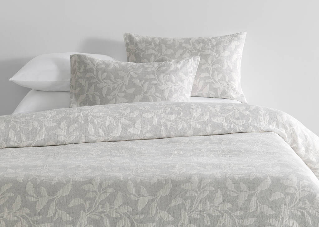 Nimes Cotton Duvet Set Queen Lt. Grey/Iv