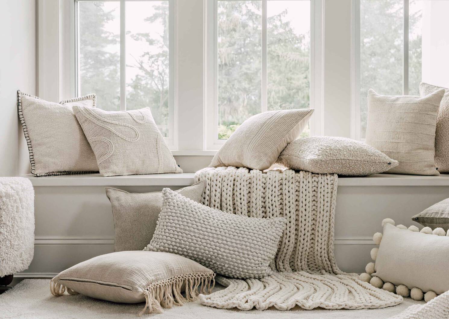 Lara Cotton Pillow 20x20 Ivory
