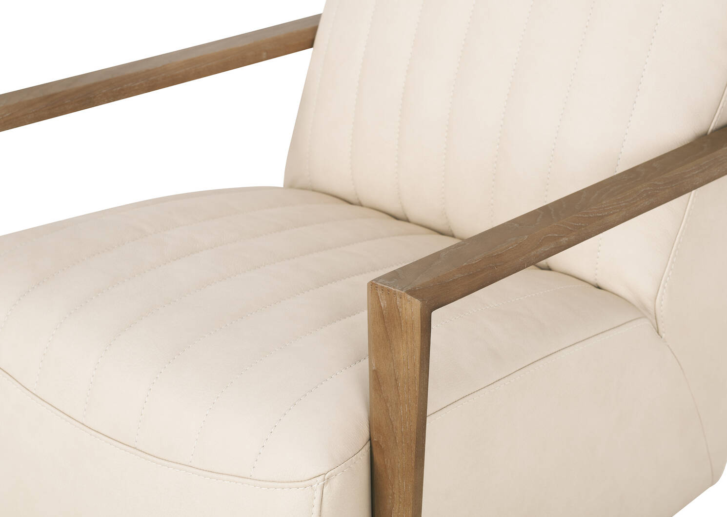 Fauteuil piv. en cuir Simone -Ari craie