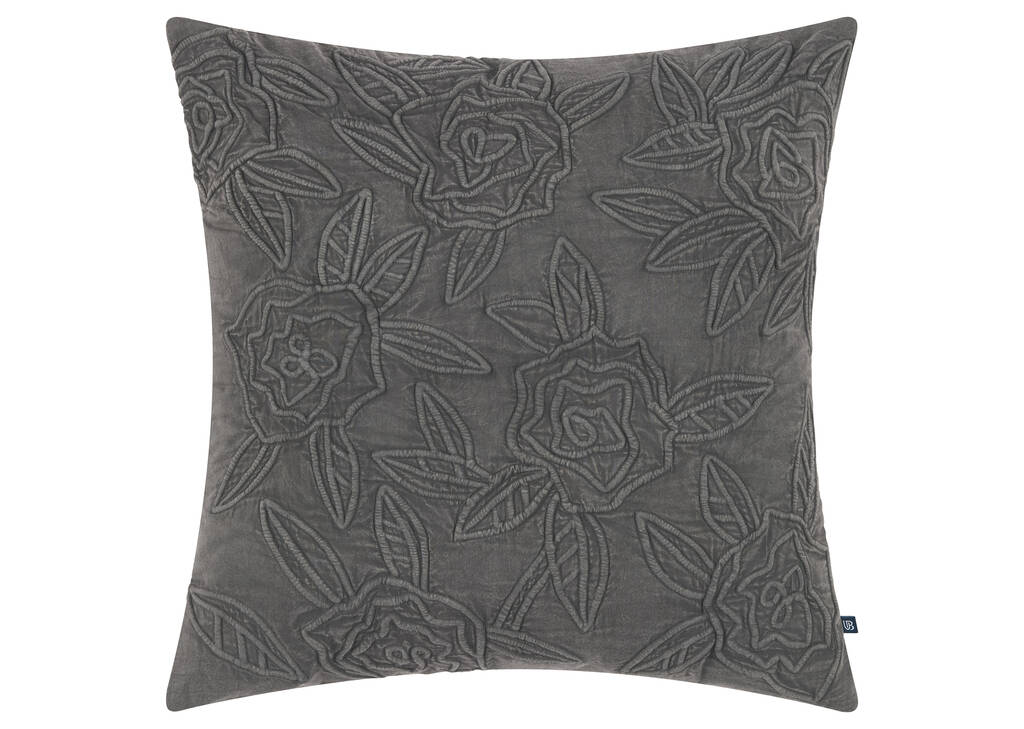 Coussin en coton Faith 20x20 gris foncé
