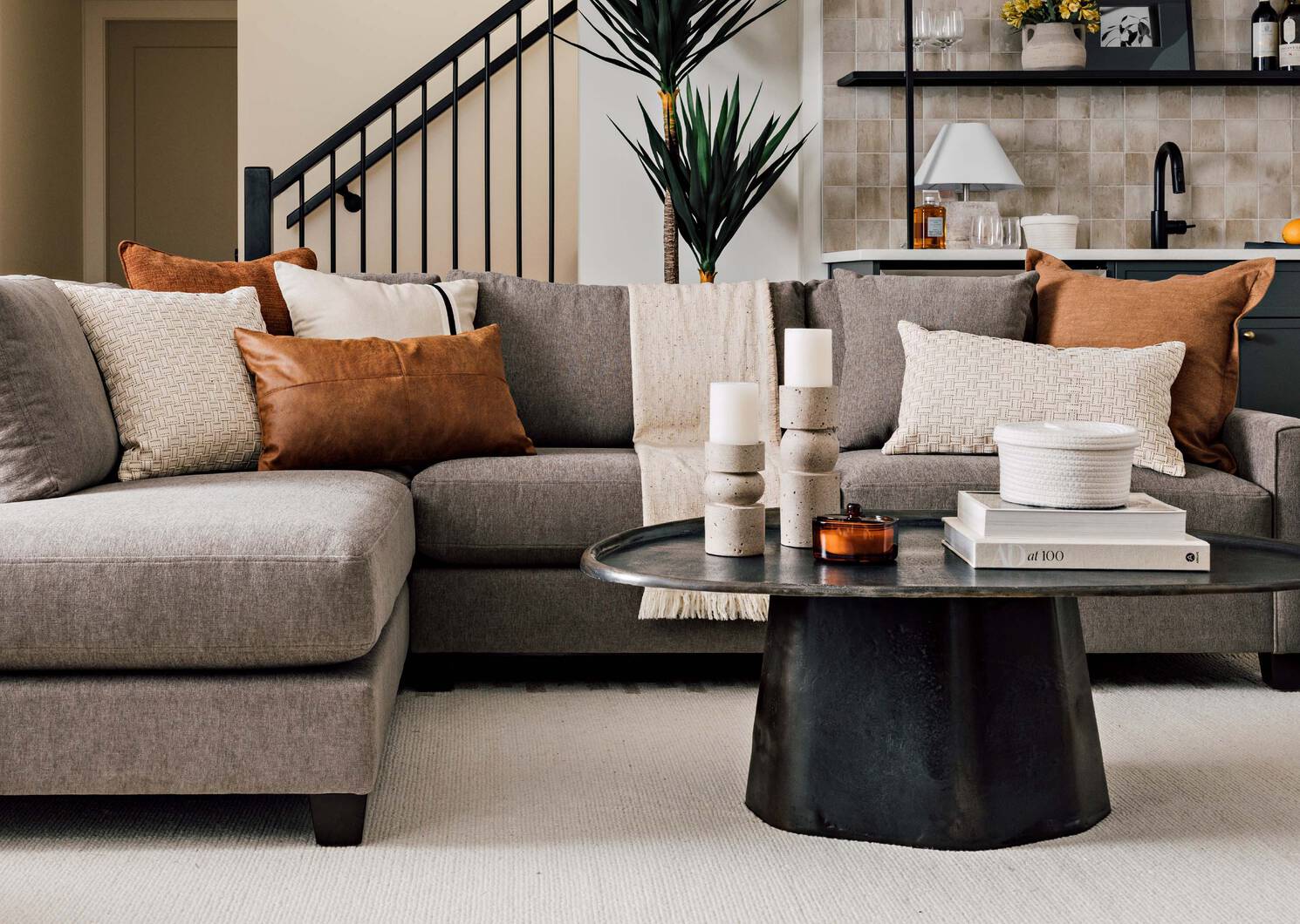 Monaro Cotton Pillow 14x24 Ivory/Blk