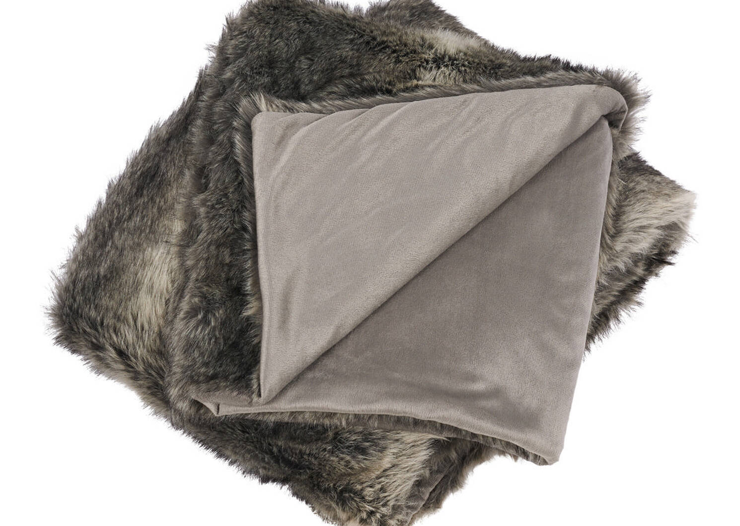 Fauna Faux Fur Throw Grey Wolf