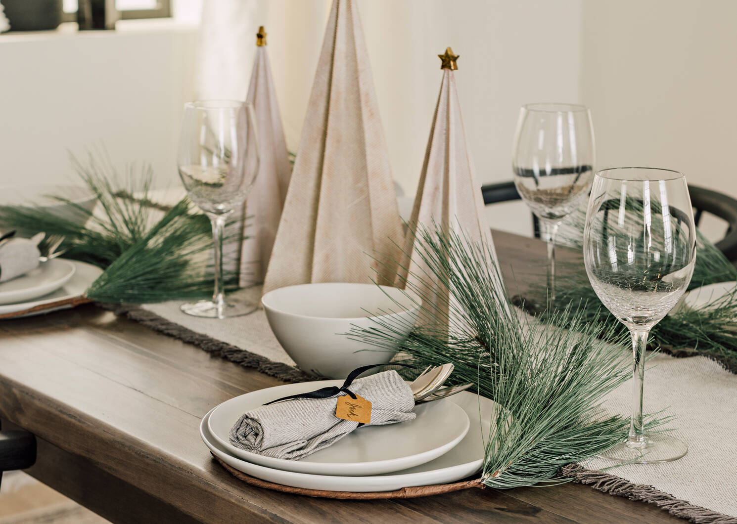 Chemin de table Calum gris/blanc