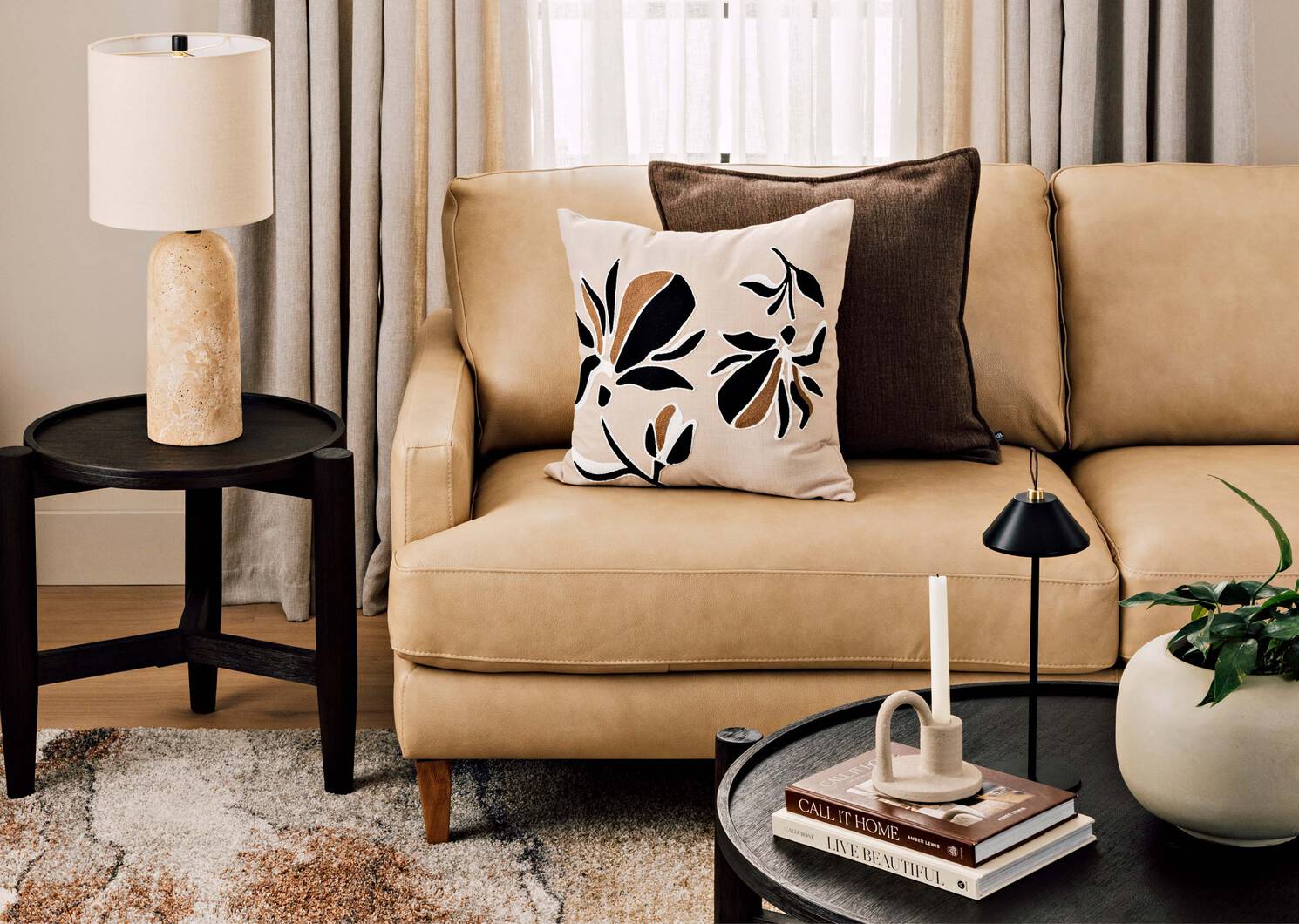 Nicolo Leather Sofa -Dutton Khaki