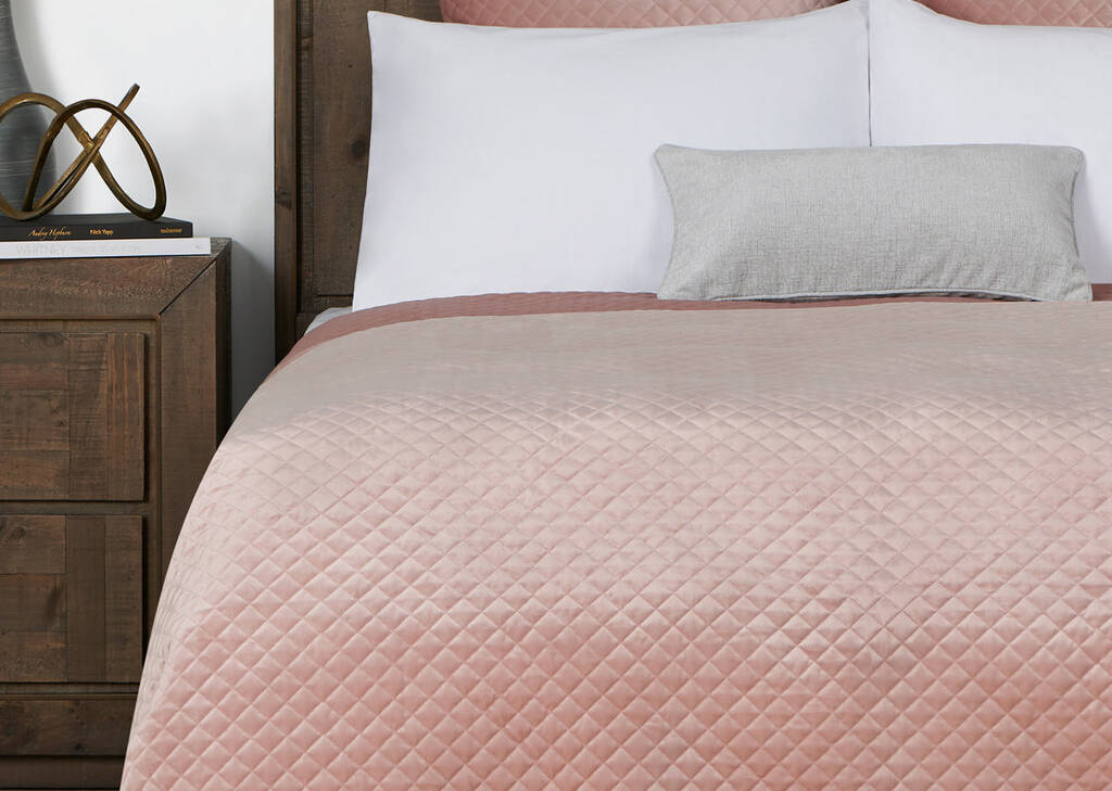 Cosmo Velvet Bedspread Ballet Pink