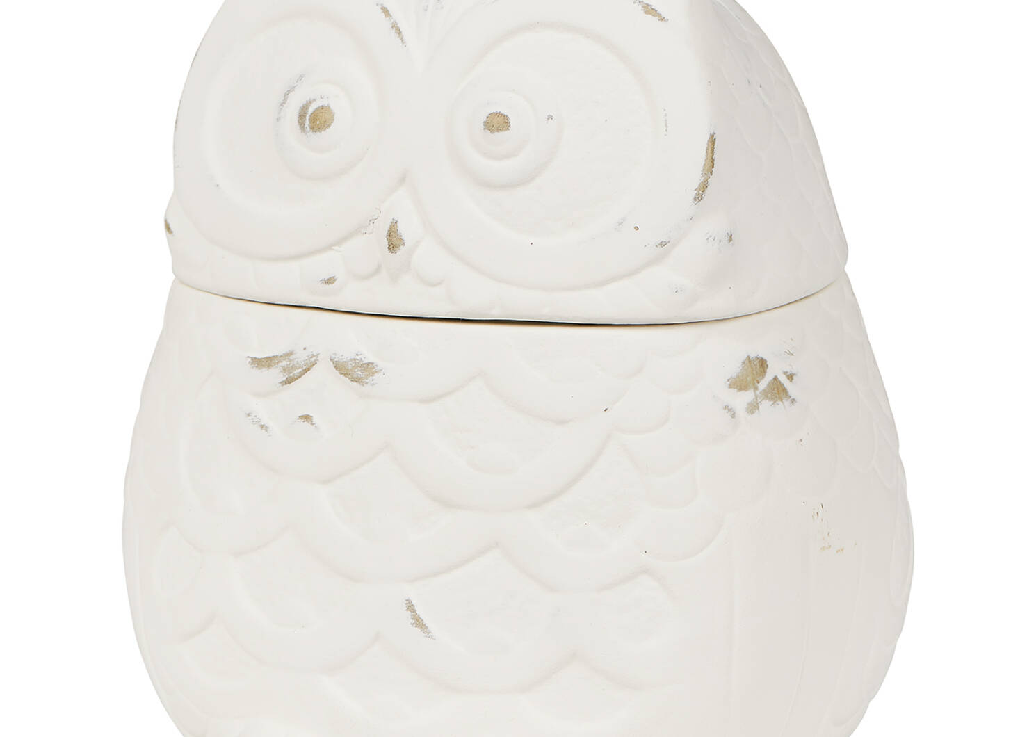 Topher Owl Canister Large Antique Whi