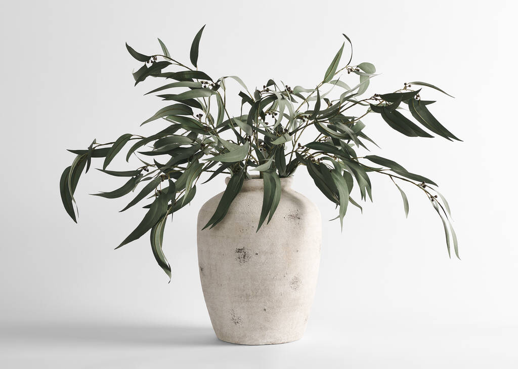 Vase Carmina et branches de feuilles gumnut Shay