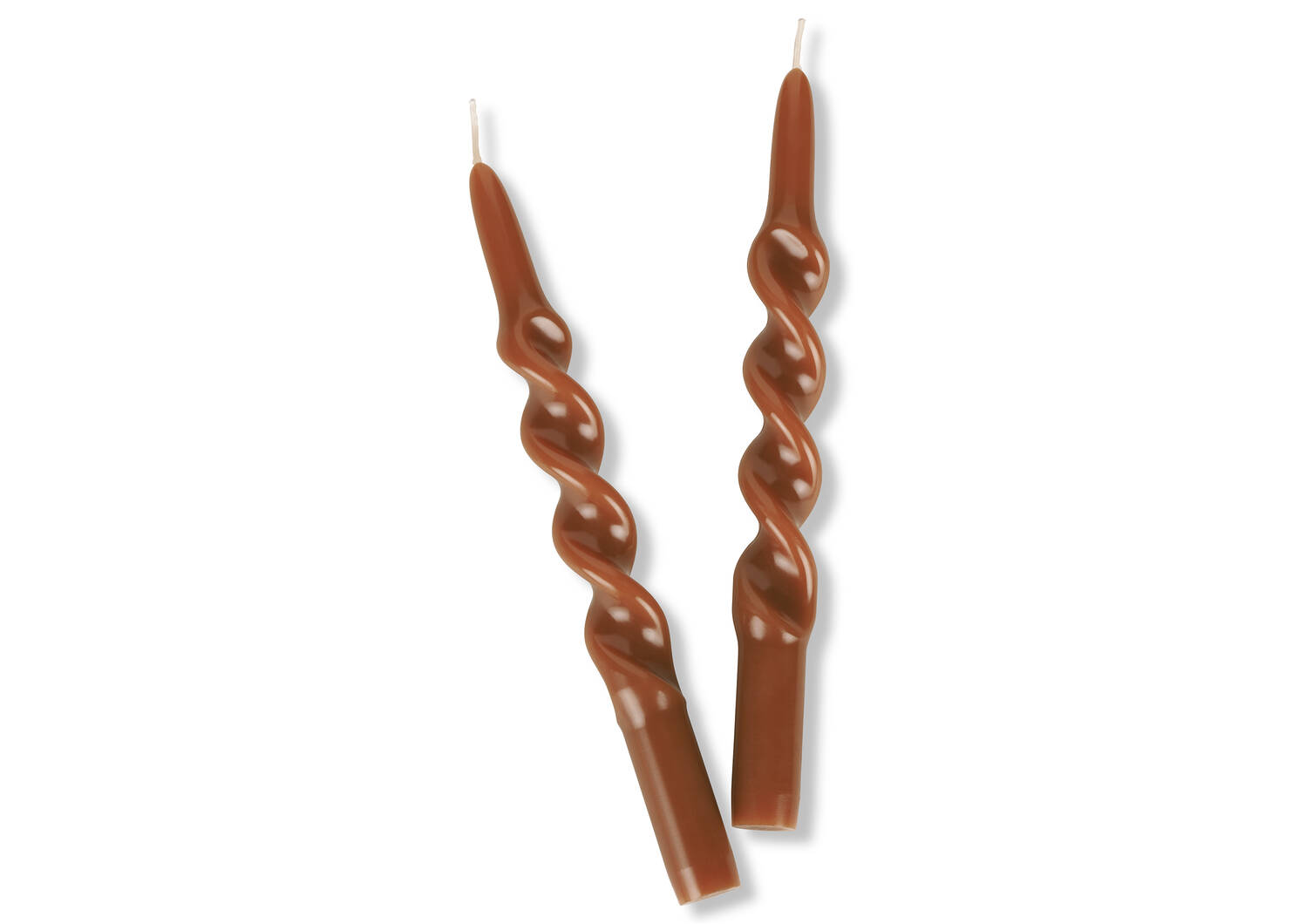 Twist Taper Candle Set Rust