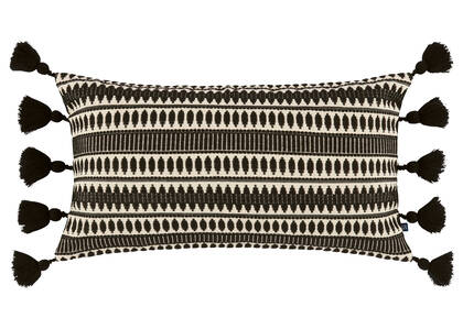 Rana Cotton Pillow 12x22 Black/Natural