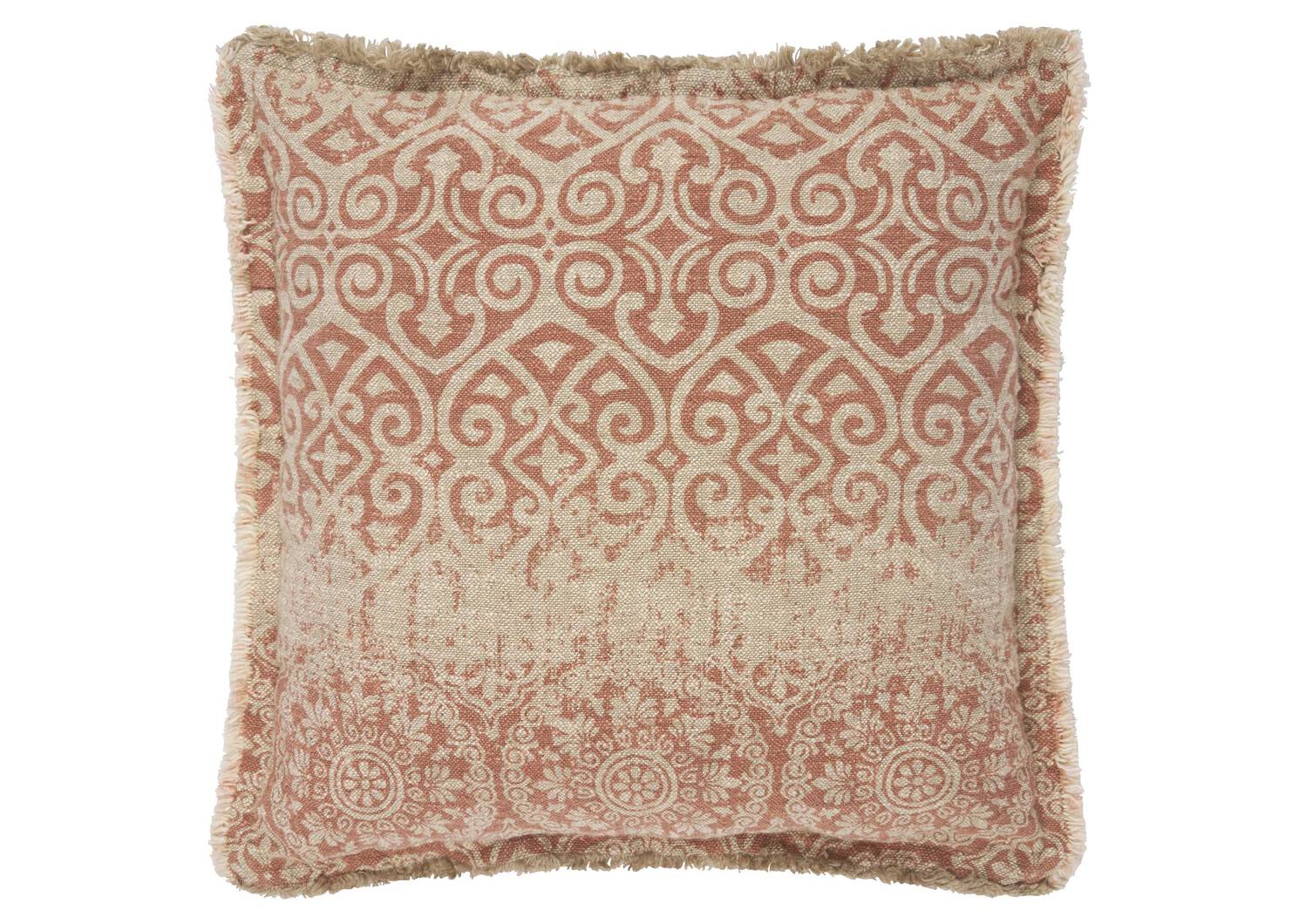 Coussin Adelaide 20x20 naturel/corail