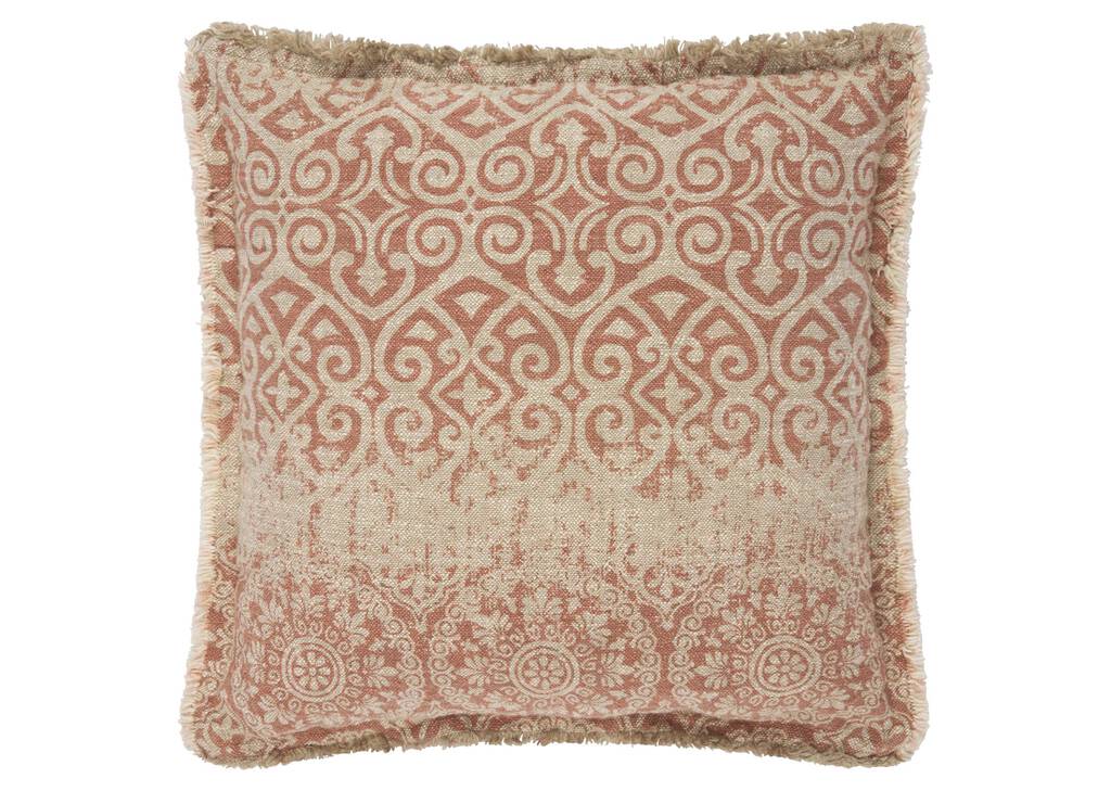 Coussin Adelaide 20x20 naturel/corail