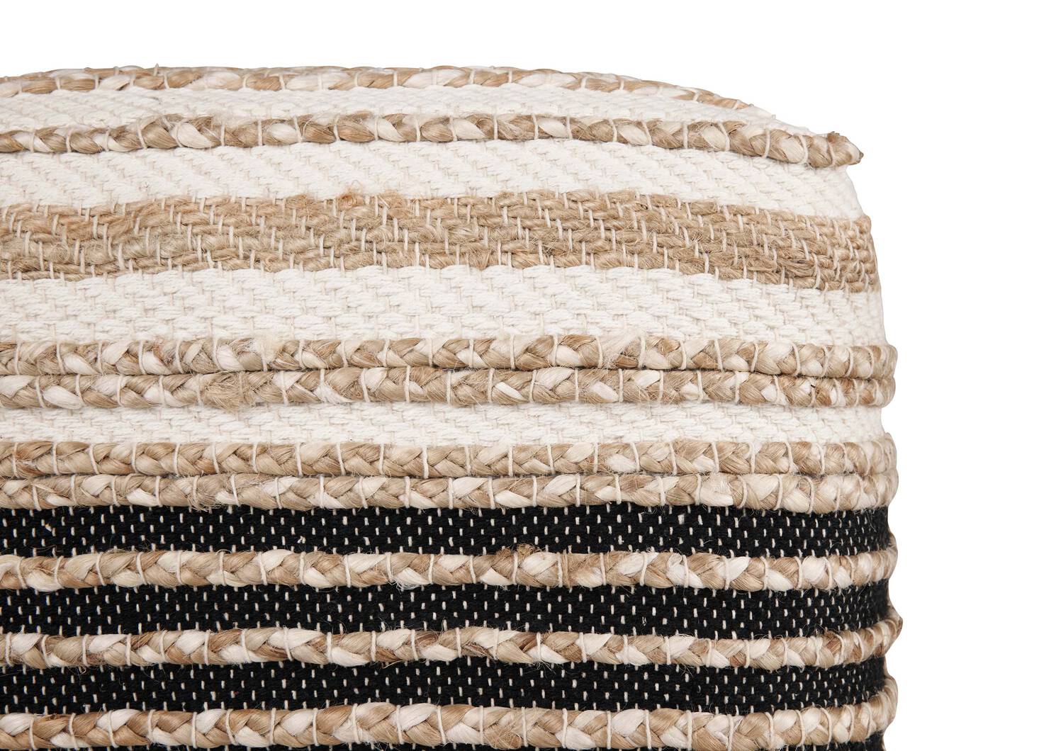 Saskia Jute Pouf Natural/Ivory/Black