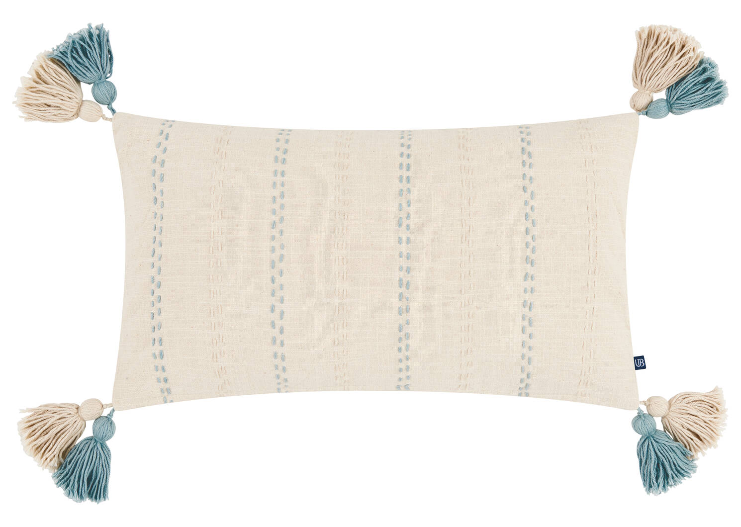 Coussin Westridge 12x22 ivoire/bleu