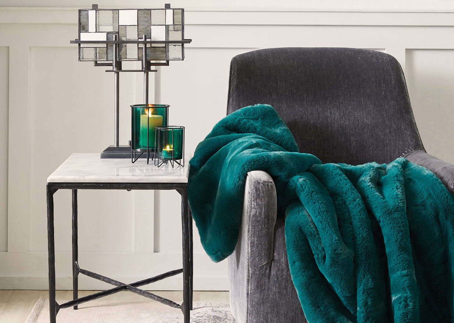 Flora Faux Fur Throw Juniper Urban Barn