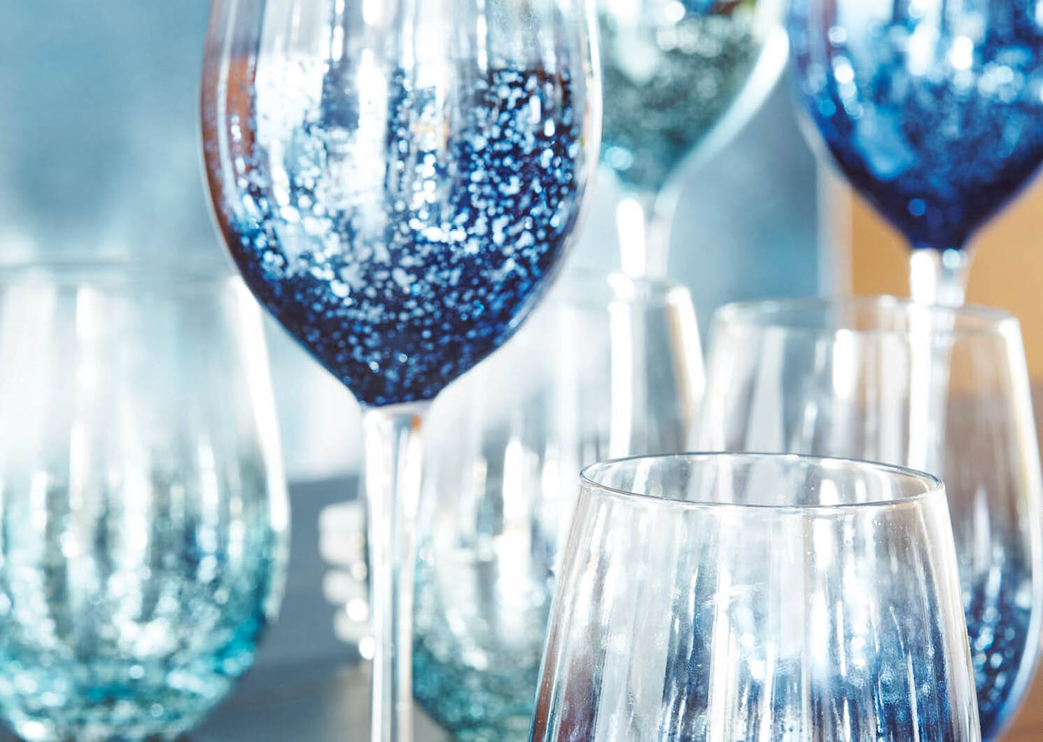 Shimmer Glassware - Aqua