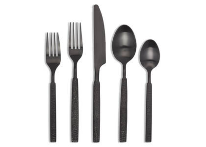 Hammered 5pc Cutlery Set Matte Black