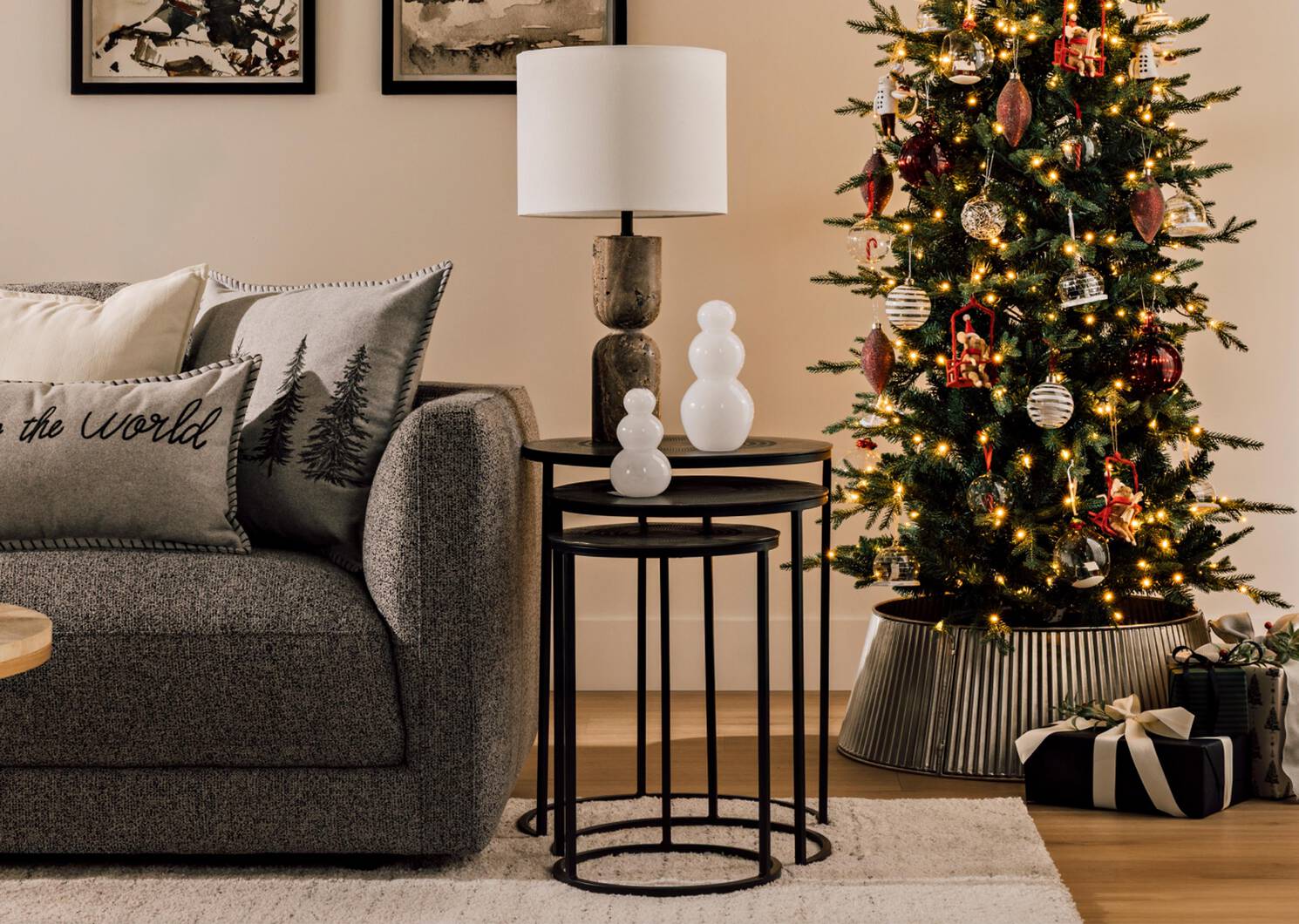 Frosty Snowman Decor Tall White