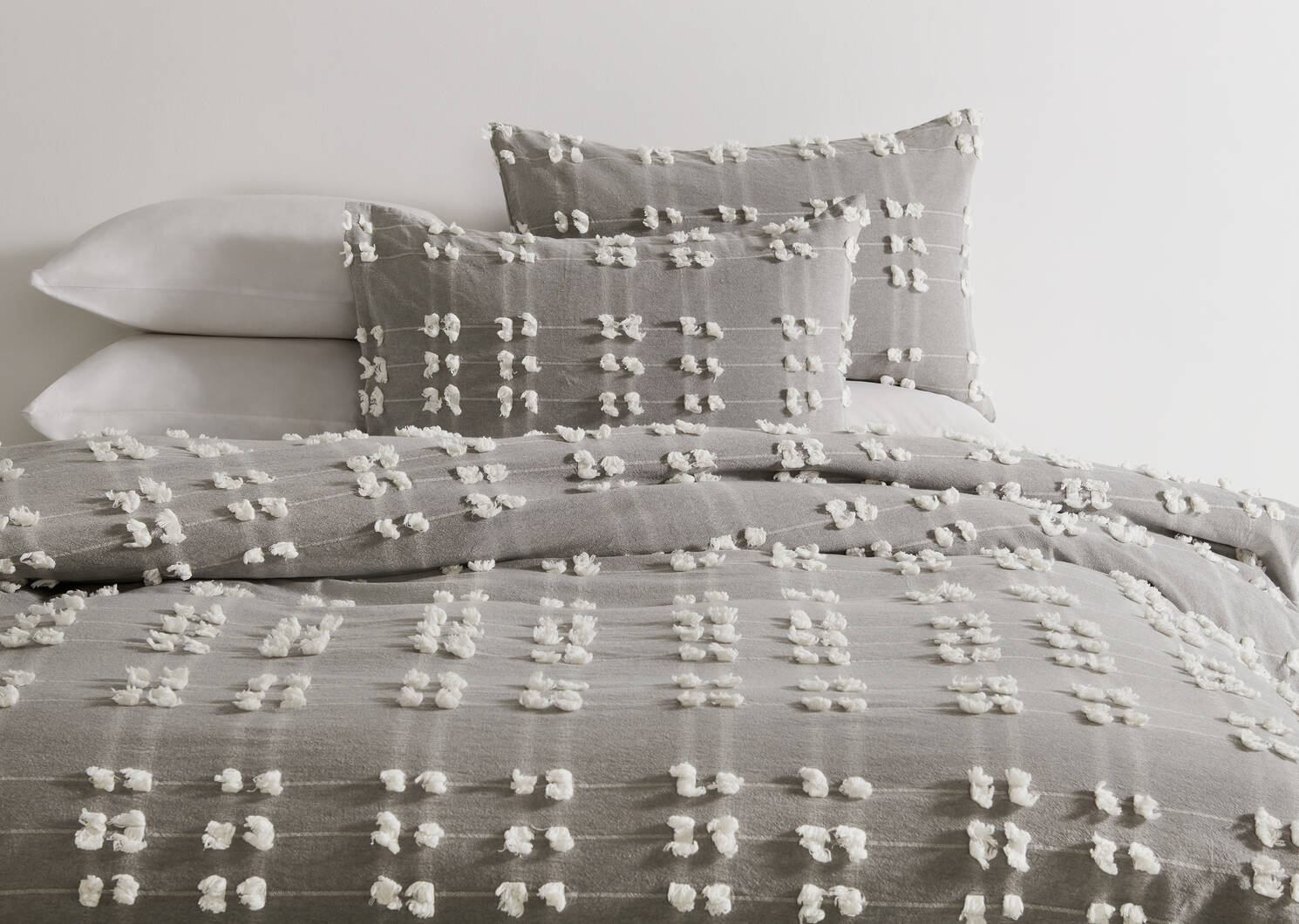 Pearce Duvet Set King Grey/White