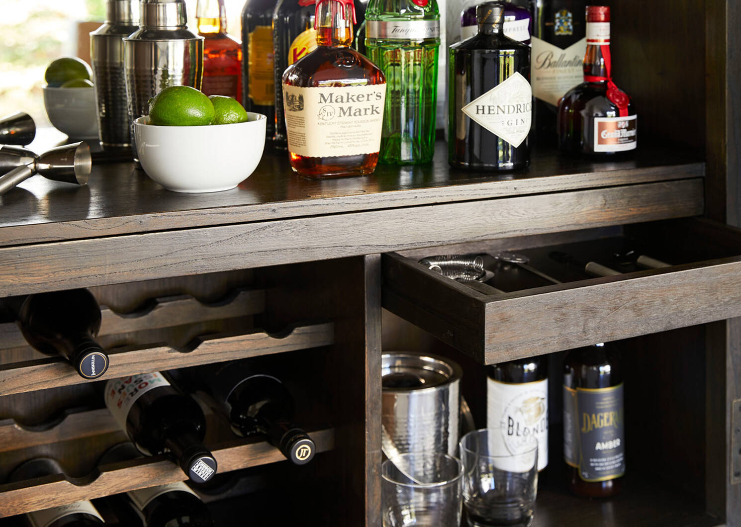 Easton Wine Cabinet -Piper Elm