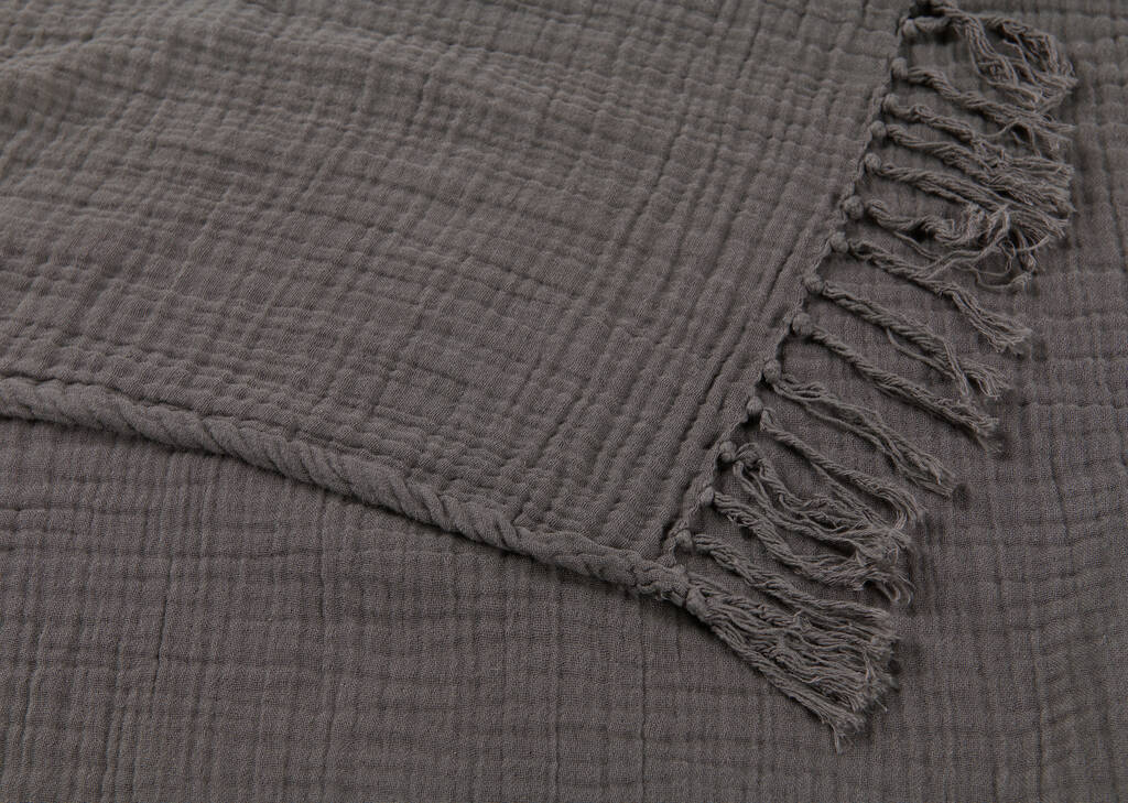 Monterey Cotton Throw 50x60 Dark Grey