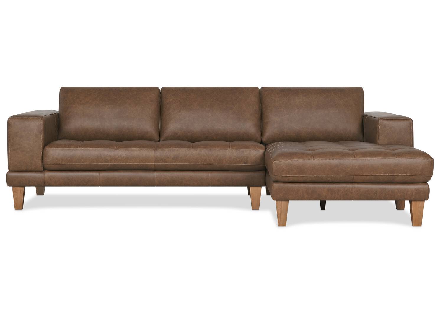 Carson Leather Sofa Chaise RCF -Wes Rum