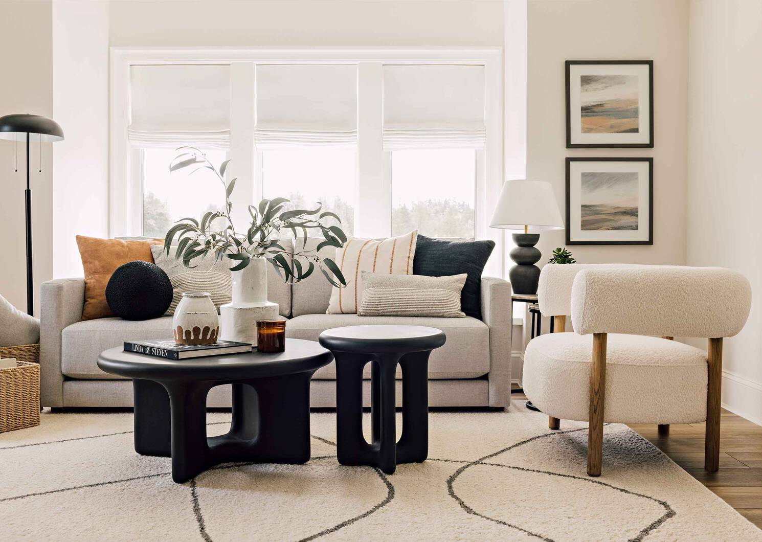 Ramsey Wool Rug 108x144 Ivory/Black