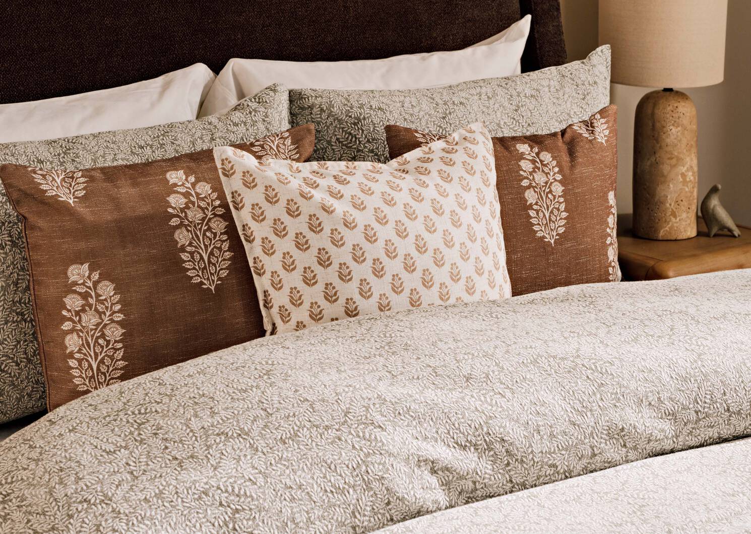 Catrin Cotton Duvet Set King Sage/Ivory