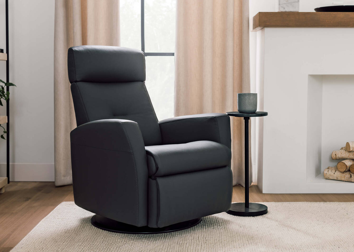 Drake Leather Recliner -Tre Graphite