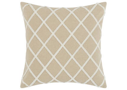 Bains Cotton Pillow 20x20 Sand/Ivory