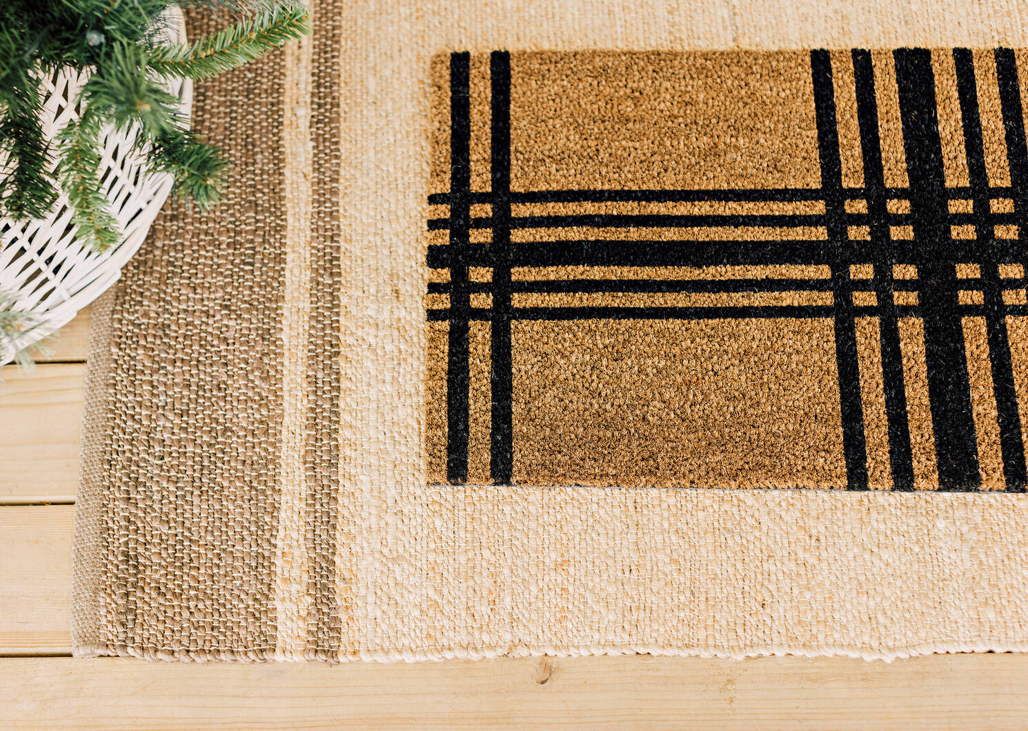 Plaid Doormat Natural