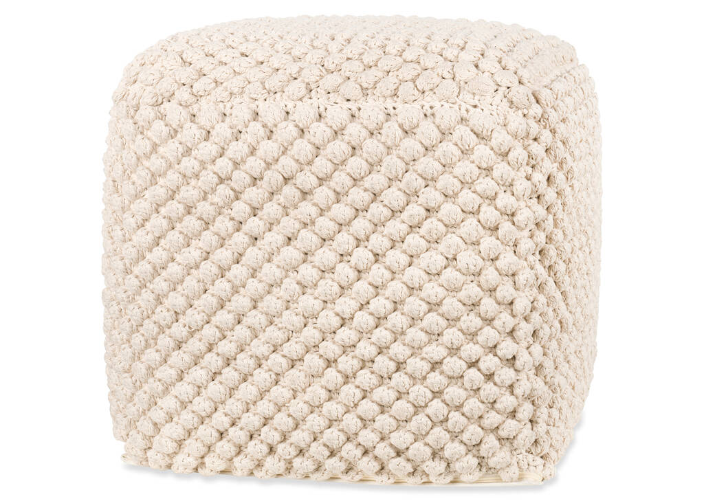 Pouf de coton en crochet Kerr ivoire