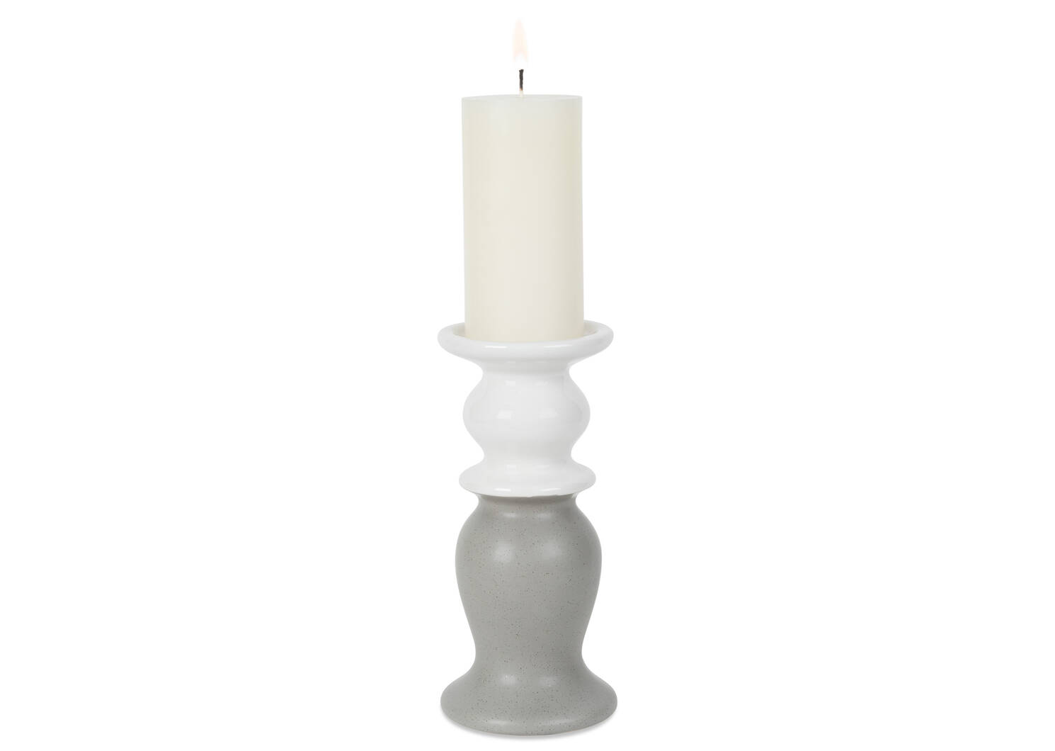 Abbott Candle Holder Large White/Stee