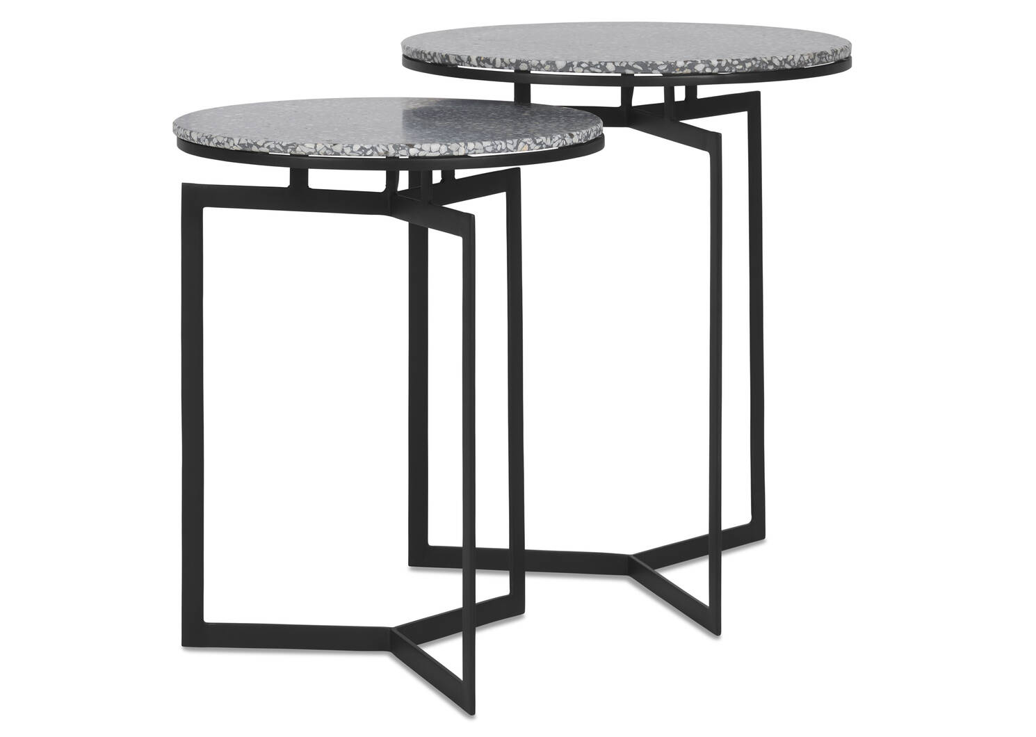 Malik Accent Table Set -Terrazzo Grey