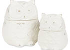 Topher Owl Canisters -Antique White